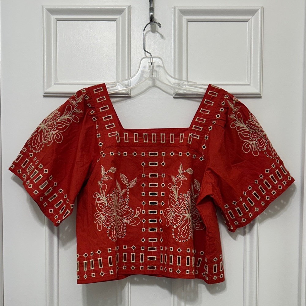 Rails Red Embroidered Blouse